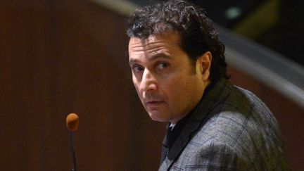 Francesco Schettino, l'ex-commandant du Costa Concordia, lors du dernier jour de son proc&egrave;s, le 11 f&eacute;vrier 2015, &agrave; Grossetto (Italie).&nbsp; (ALBERTO PIZZOLI / AFP)