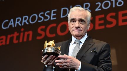 Martin Scorsese reçoit le Carrosse d'or le 9 mai à la Quinzaine des Réalisateurs. 
 (YANN COATSALIOU / AFP)