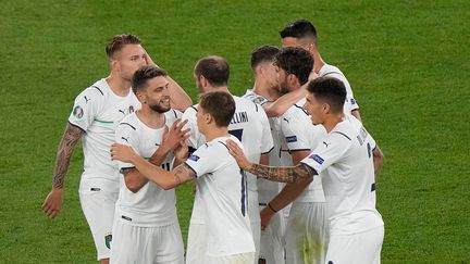 La joie des Italiens après l'ouverture du score contre la Turquie en ouverture de l'Euro 2021 vendredi 11 juin. (ANDREW MEDICHINI / POOL)