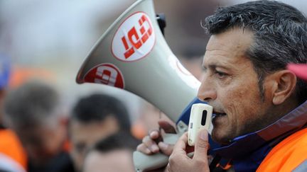 Edouard Martin, syndicaliste CFDT &agrave; Florange (Moselle), le 11 avril 2012. (JEAN-CHRISTOPHE VERHAEGEN / AFP)