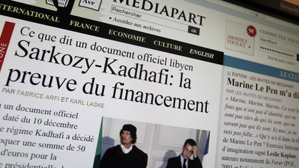 Capture d'&eacute;cran de la page d'accueil du site Mediapart, le 28 avril 2012. (KENZO TRIBOUILLARD / AFP)