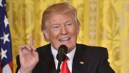 Donald Trump lors d'une conférence de presse à Washington (Etats-Unis), le 16 février 2017. (NICHOLAS KAMM / AFP)