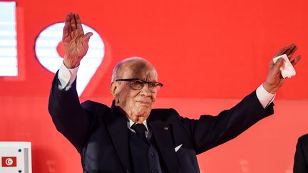 Le président tunisien,&nbsp;Béji Caïd Essebsi, le 6 avril 2019, lors d'un déplacement à Monastir. (FETHI BELAID / AFP)