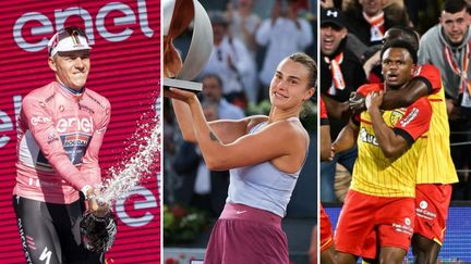 Remco Evenepoel, Aryna Sabalenka et le RC Lens ont marqué le week-end sportif des 6 et 7 mai 2023. (AFP)