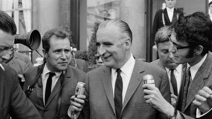 Georges Pompidou s'adresse à la presse le 31 mai 1968 à Paris, après sa rencontre avec le président Charles de Gaulle au sujet du remaniement ministériel. (- / AFP)