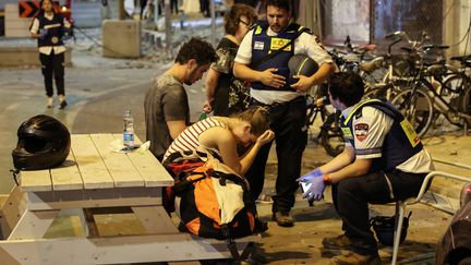 Les habitants de Sdérot, au sud d'Israël, se sont réfugiés à Tel Aviv après l'attaque terroriste du Hamas le 7 octobre. (JACK GUEZ / AFP)