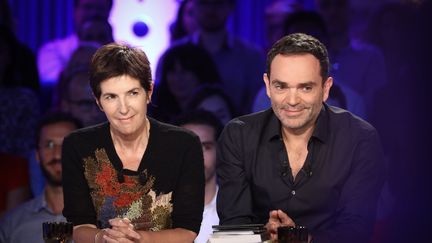 Christine Angot et Yann Moix, chroniqueurs, sur le plateau d'"On n'est pas couché", le 31 août 2017.
 (MAXPPP)