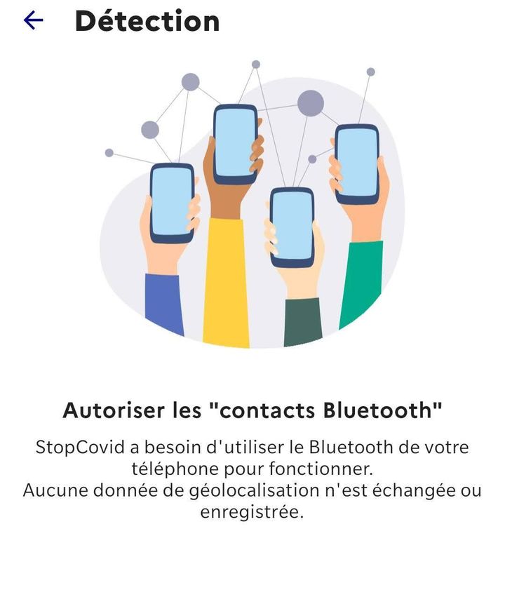 Capture d'écran de l'application StopCovid.&nbsp; (CAPTURE D'ÉCRAN)