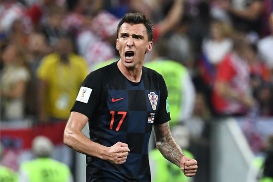 L'attaquant croate Mario Mandzukic en demi-finale de la Coupe du monde contre l'Angleterre, le 11 juillet 2018, à Moscou (Russie). ((FRANCK FIFE / SAMAD / AFP))