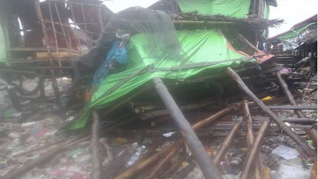 Buildings swept away by Cyclone Mocha in Kyaukpyu (Burma), May 14, 2023. (SIPA)