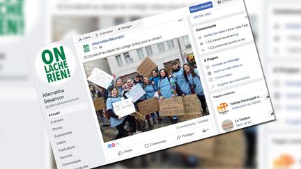 Le numéro était inscrit sur une pancarte (ici effacé), lors de la manifestation des jeunes pour le climat, le 15 mars 2019 à Besançon. (CAPTURE D'ÉCRAN / FACEBOOK ALTERNATIBA BESANCON)