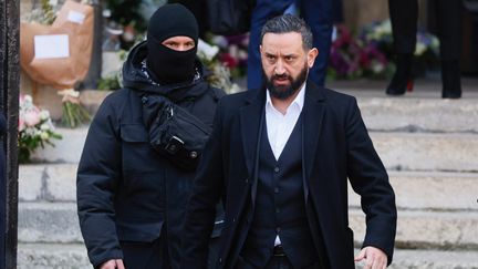 L'animateur de télévision Cyril Hanouna aux funérailles du journaliste Jean-Pierre Pernaut, à Paris, le 9 mars 2022. (THOMAS SAMSON / AFP)