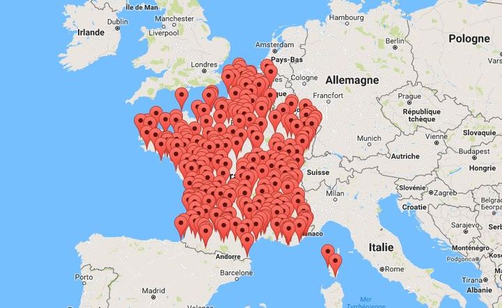 Carte des sites organisant des événements à l'occasion des Nuits des étoiles 2016. (AFA)