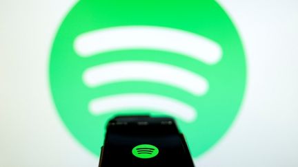 Le logo de l'entreprise Spotify, le 4 décembre 2023. (STEFANI REYNOLDS / AFP)