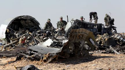 Les débris de l'Airbus A321 de la companie russe Metrojet dans le désert du Sinaï, en Egypte, le 1er novembre 2015.&nbsp; (MOHAMED ABD EL GHANY / REUTERS)