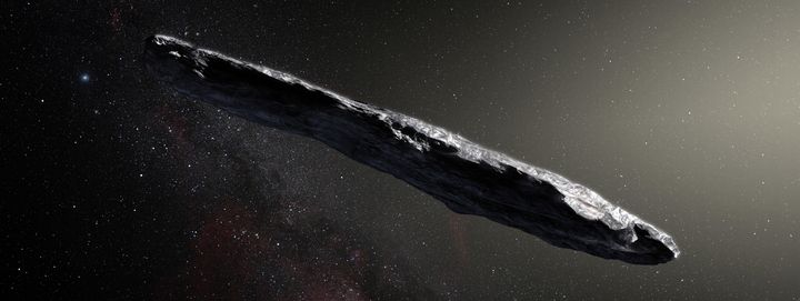 Photo non datée de l'astéroïde&nbsp;Oumuamua, diffusée le 20 novembre 2017 par l’Observatoire européen austral. (M. KORNMESSER / EUROPEAN SOUTHERN OBSERVATORY / AFP)