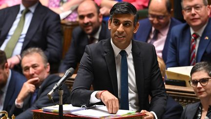 Le Premier ministre britannique conservateur Rishi Sunak, au Parlement le 19 juillet 2023. (JESSICA TAYLOR / UK PARLIAMENT VIA AFP)