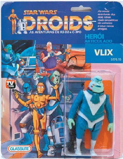 Vlix neuf en blister, Br&eacute;sil, 1985. Vlix est un personnage obscur de la s&eacute;rie anim&eacute;e "Droids". Estimation : 8 000 euros. (HÔTEL DROUOT)