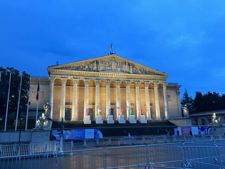 "La Beauté et le Geste", installation de Laurent Perbos à l'Assemblée nationale pour les Jeux olympiques de Paris, le 3 août 2024. (LAURENCE HOUOT / FRANCEINFO CULTURE)