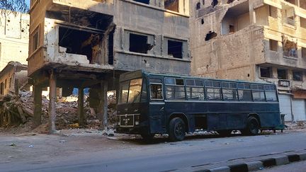 Yarmouk, banlieue sud de Damas, en ruine après des années de bombardements (Fabien Gosset / Radio France)