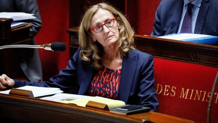 La ministre de la Justice, Nicole Belloubet, assiste à l'examen du projet de loi de moralisation de la vie publique, le 25 juillet 2017, à l'Assemblée nationale, à Paris. (MAXPPP)