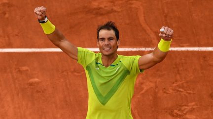 Rafael Nadal après sa victoire face à Félix Auger-Aliassime, le dimanche 29 mai à Roland-Garros.&nbsp; (JULIEN DE ROSA / AFP)