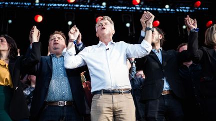 Le secrétaire national du PCF, Fabien Roussel, à la Fête de l'Humanité, au Plessis-Pâté (Essonne), le 14 septembre 2024. (BASTIEN OHIER / HANS LUCAS / AFP)