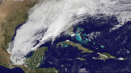 Vue satellite de la temp&ecirc;te de neige qui frappe le sud-est des Etats-Unis, le 12 f&eacute;vrier 2014.&nbsp; (NASA / REUTERS)