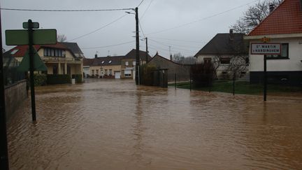 The town of Saint-Martin-d'Hardinghem (Pas-de-Calais) is flooded on January 3, 2024. (SDIS DU PAS-DE-CALAIS / ANADOLU / AFP)