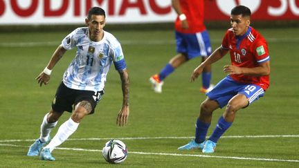 Angel Di Maria lors de la victoire de l'Argentine sur le Chili à Calama, le 27 janvier 2022. (MARCELO HERNANDEZ/PHOTOSPORT / PHOTOSPORT)