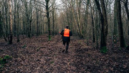 Une chasse au gros gibier dans une forêt de Seine-et-Marne, le 11 février 2019. (LAURENT LE CRABE / HANS LUCAS / AFP)