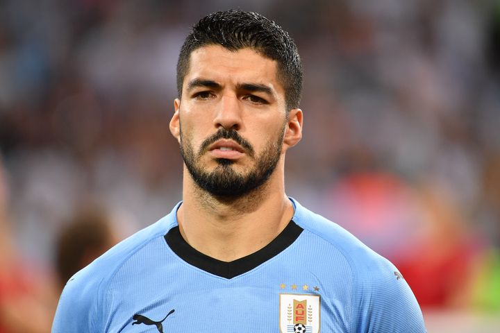 L'attaquant uruguayen Luis Suarez lors du 8e de finale de Coupe du monde de son pays face au Portugal, le 30 juin 2018 à Sotchi (Russie).&nbsp; (FRANK HOERMANN / SVEN SIMON / AFP)