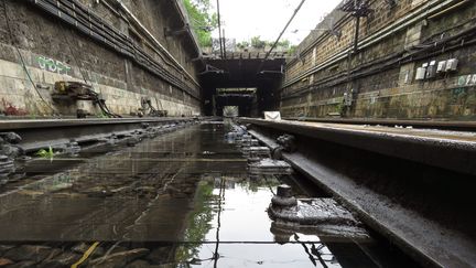 La crue de la Seine sur les voies du RER C près de la gare d'Austerlitz, le 4 juin 2016. (Photo d'illustration) (MAXPPP)