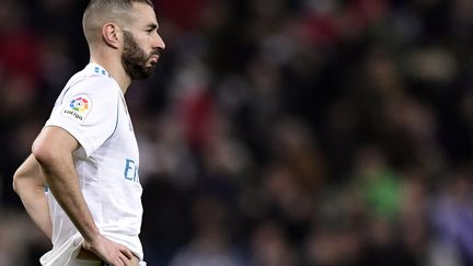 L'attaquant du Real Madrid Karim Benzema lors d'un match contre Leganes, à Madrid, le 25 janvier 2018. (JAVIER SORIANO / AFP)