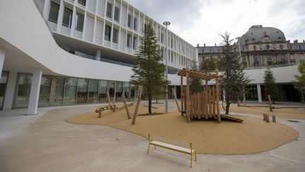 A view of the courtyard of the Marceau school, in the 3rd arrondissement of Marseille (Bouches-du-Rhône), on September 4, 2024. (SPEICH FREDERIC / MAXPPP)