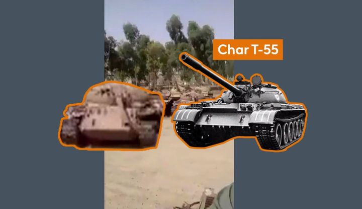 Comparaison d'un véhicule blindé apparaissant dans une vidéo de talibans et un modèle soviétique. (FRANCEINFO)