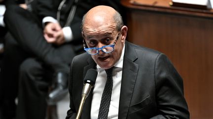 Le ministre des Affaires étrangères, Jean-Yves Le Drian, le 1er octobre 2019 à l'Assemblée nationale. (STEPHANE DE SAKUTIN / AFP)