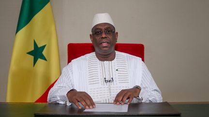 Le président sénégalais, Macky Sall, le 11 mai 2020 à&nbsp; Dakar, lors d'un discours à la Nation.&nbsp; (LIONEL MANDEIX / SENEGALESE PRESIDENCY)