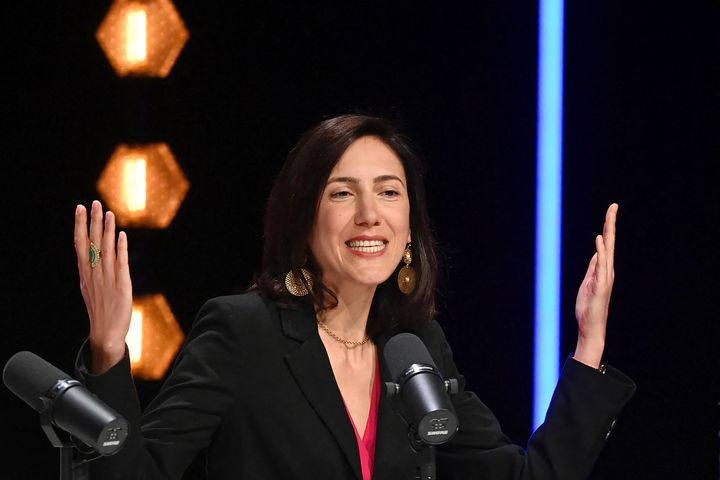 L'eurodéputée Renaissance Valérie Hayer, lors d'un débat à Metz (Moselle), le 27 août 2022. (JEAN-CHRISTOPHE VERHAEGEN / AFP)