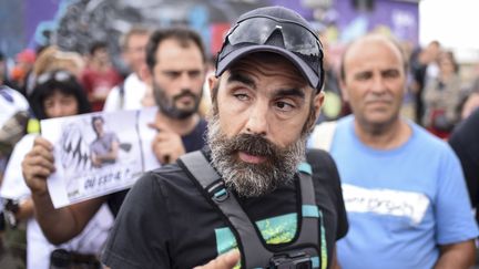 Jérôme Rodrigues lors d'un hommage à Steve Canico, le 20 juillet 2019, à Nantes (Loire-Atlantique). (SEBASTIEN SALOM-GOMIS / AFP)