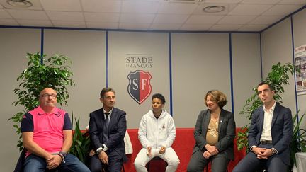 Amandine Buchard s'est exprimée devant la presse ce mardi soir pour présenter son nouveau projet de judo et rugby en vue des Jeux Olympiques de Los Angeles 2024. (Samuel Piqueur /  France Télévisions)