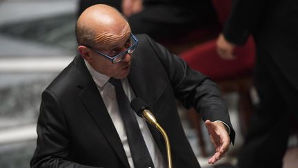 Jean-Yves Le Drian, le 14 mai 2019, à l'Assemblée nationale.&nbsp; (CHRISTOPHE ARCHAMBAULT / AFP)