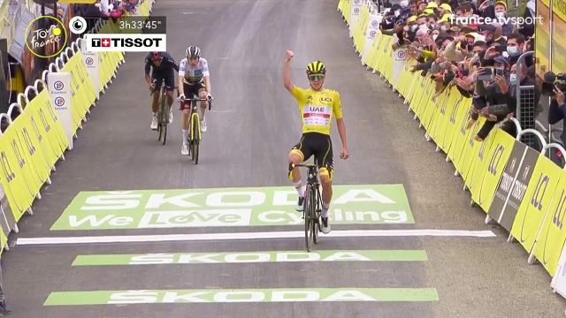 À Luz Ardiden, le maillot jaune parvient à distancer Jonas Vingegaard et Richard Carapaz et lève les bras au lendemain de son succès au col du Portet.