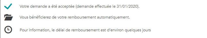 "Votre demande a été acceptée". L'écran du site mondededommagementnavigo consacré à la demande de suivi du remboursement Pass navigo.&nbsp; (IDF MOBILITES)