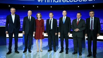 Les candidats &agrave; la primaire &agrave; droite lors du premier d&eacute;bat t&eacute;l&eacute;vis&eacute;, jeudi 13 octobre 2016. (REUTERS)