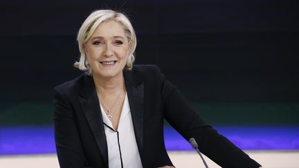 Marine Le Pen, le 24 avril 2017 sur le plateau de france 2. (PATRICK KOVARIK / AFP)