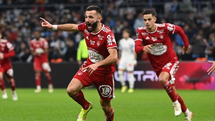 Franck Honorat célèbre son but face à Marseille, le 4 décembre au stade Vélodrome (CHRISTOPHE SIMON / AFP)