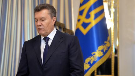 L'ancien pr&eacute;sident ukrainien Viktor Ianoukovitch avant la signature d'un accord avec l'opposition, le 21 f&eacute;vrier 2014. (SERGEI SUPINSKY / AFP)