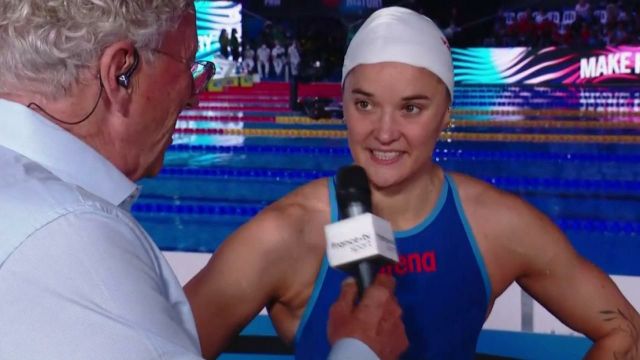 Même si elle visait la gagne, Mélanie Henique était très heureuse après sa deuxième place sur 50 m papillon.