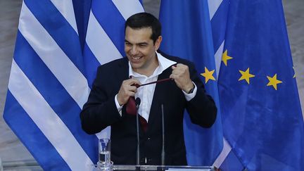 Le Premier ministre grec Alexis Tsipras lors d'un discours au parlement à Athènes, le 22 juin 2018. (AYHAN MEHMET / ANADOLU AGENCY)